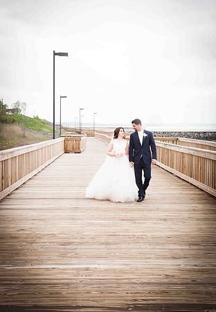 Boardwalk Wedding Portraits by the beach